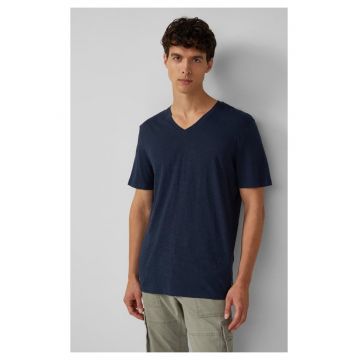Tricou barbati cu decolteu in V - Regular fit - din bumbac - 48654 - Bleumarin inchis