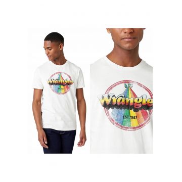 Tricou Barbati -  Rainbow - Regular Fit - 100% Bumbac - Confortabil - Respirabil - Moale La Atingere - Material Durabil - Ideal Pentru Zi Cu Zi - Alb