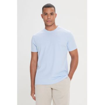 Tricou din amestec de bumbac cu decolteu la baza gatului