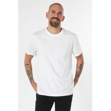 Tricou din bumbac cu decolteu la baza gatului