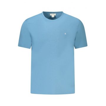 Tricou din bumbac cu decolteu la baza gatului si detaliu logo