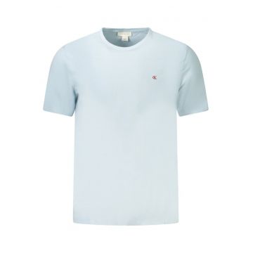 Tricou din bumbac cu decolteu la baza gatului si detaliu logo