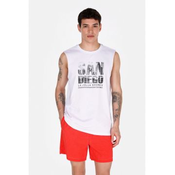 Tricou lejer fara maneci cu imprimeu text