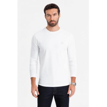 Bluza din amestec de bumbac cu decolteu la baza gatului