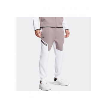 Pantaloni sport  Unstoppable - alb/maro - poliester/bumbac - cu buzunare -