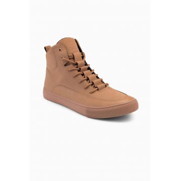 Pantofi sport din material textil cu insertii de piele ecologica - Maro