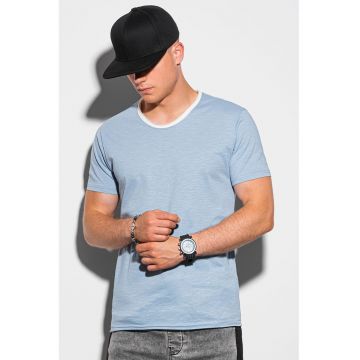 Tricou cu decolteu la baza gatului si detaliu contrastant
