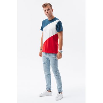 Tricou din bumbac cu model colorblock