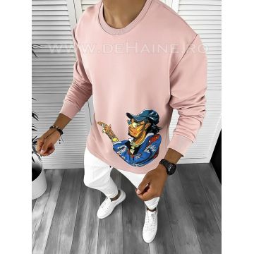 Bluza barbati roz slim fit cu imprimeu K214 O2-2.2