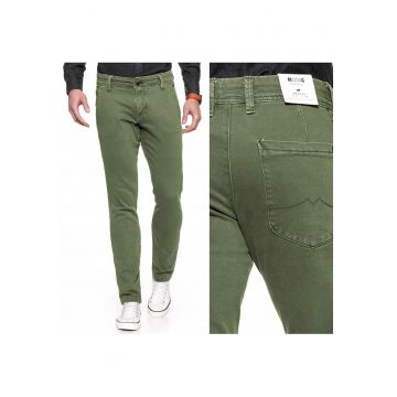 Pantaloni Barbati -  Model 5P CHINO - Croiala Clasica Regular Fit - Picioare Conice - Comozi Si Elastici - Buni Pentru Fiecare Zi Si Serviciu - Cu Fermoar - 5 Buzunare - Verde
