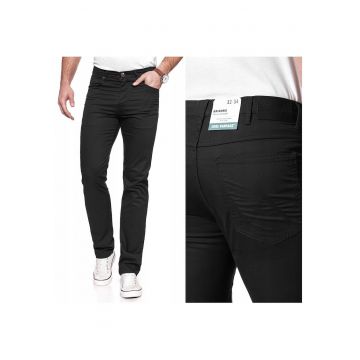 Pantaloni Barbati -  Model ARIZONA - Croiala Clasica Straight Fit - Elastici Si Comozi - Cu Fermoar - 5 Buzunare - Buni Pentru Serviciu Si Fiecare Zi - Material Durabil Cu Bumbac - Marimea W31 L34 - Negru