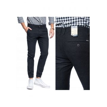 Pantaloni Barbati -  Model HERRINGBONE JOGG CHINO - Croiala Slim Fit - Cu Nasturi - Elastici Si Stilati - Buni Pentru Serviciu Si Fiecare Zi - 100% Bumbac - Marimea 31/32 - Gri