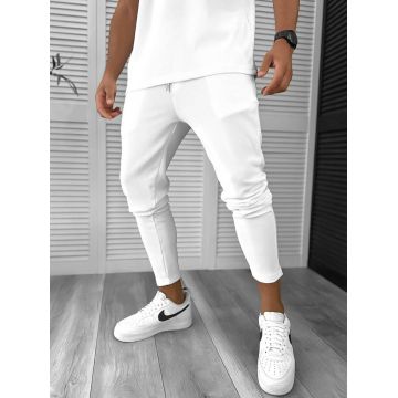 Pantaloni de trening barbati slim fit alb 8206