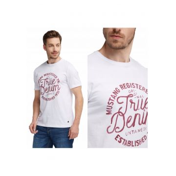 Tricou Barbati -  Model WORDING TEE - Croiala Clasica Regular Fit - 100% Bumbac - Cu Imprimeu - Usor Si Comod - Bun Pentru Fiecare Zi Si Tinute Casual - Fara Buzunar - Marimea 2XL - Alb