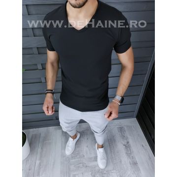 Tricou barbati negru slim fit ZR A9945 N5-4.1