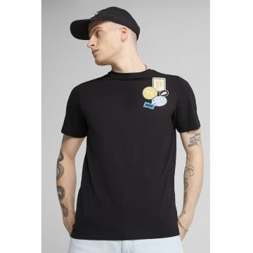 Tricou regular fit de bumbac cu logo - Alb/Negru/Galben pai