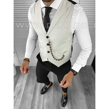 Vesta barbati eleganta slim fit bej B8173 N8-4.3