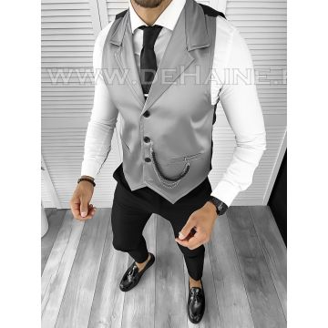 Vesta barbati eleganta slim fit gri B8073 O1-4.2