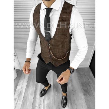Vesta barbati eleganta slim fit maro B8079 N7-4.3