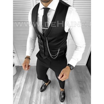 Vesta barbati eleganta slim fit neagra B8092 O1-4.2