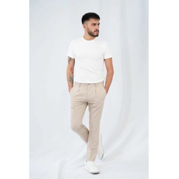 -Pantaloni drepți chino - culoare pastelată - cu buzunare laterale
