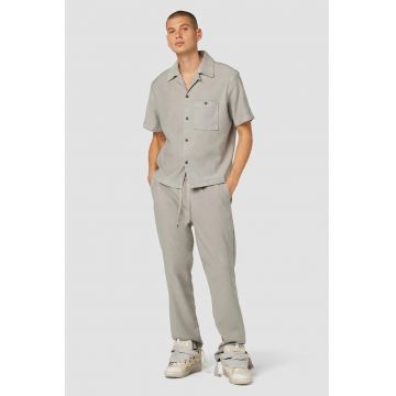 Pantaloni slim-drepti din in moale - cu banda elastica