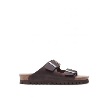 Papuci barbati  302707010 - Piele naturala/Piele nabuc - Maro