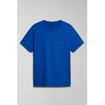 Tricou de bumbac cu decolteu la baza gatului Selbas - Albastru royal