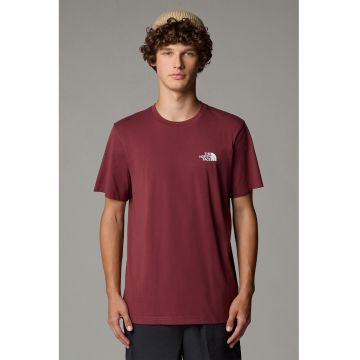 Tricou din amestec de bumbac cu decolteu la baza gatului - Visiniu