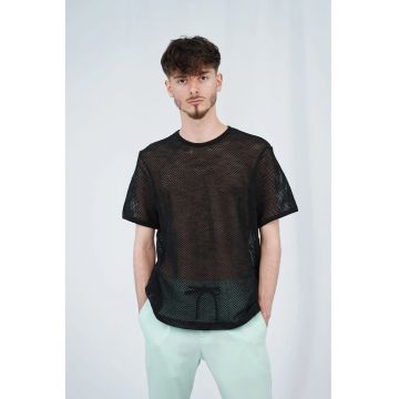 Tricou regular fit din plasa