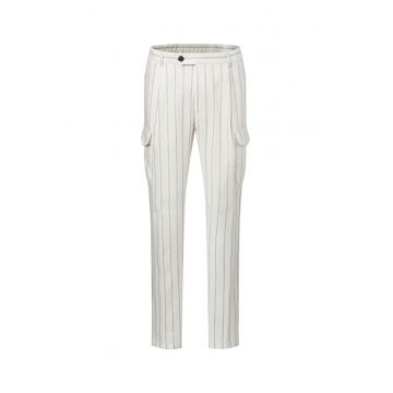 Pantaloni cargo regular fit - cu elastic in talie si imprimeu in dungi
