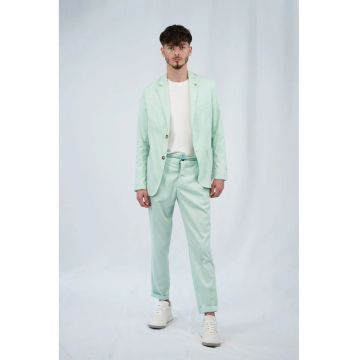 Pantaloni chino cu elastic in talie - fermoar si buzunare laterale