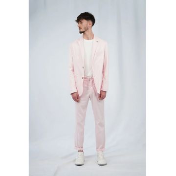 Pantaloni chino cu elastic in talie - fermoar si buzunare laterale