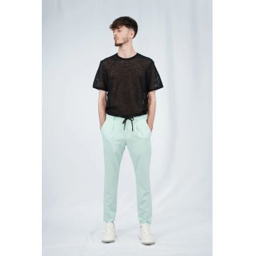Pantaloni chino cu elastic in talie - snur si buzunare laterale