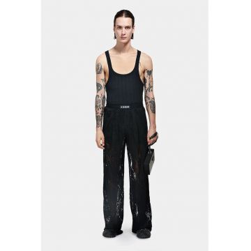 Pantaloni cu crioala larga - cu cu banda elastica si logo frontal Louis Gabriel Nouchi