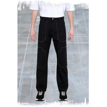 Pantaloni drepti cu insertii frontale