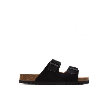 Papuci barbati  304142574 - Piele intoarsa - Negru