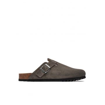 Papuci barbati  304142697 - Piele intoarsa - Gri