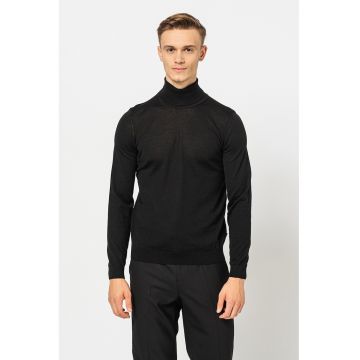 Pulover slim fit din lana virgina cu guler inalt Musso