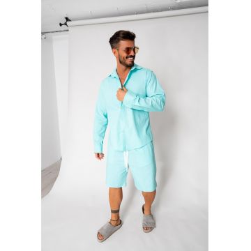 Set Lino camasa si pantalon scurt Mint New 17894