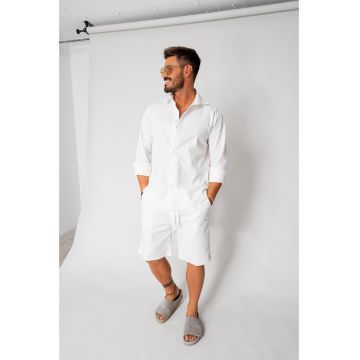 Set Lino camasa si pantalon scurt Off White New 17897