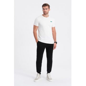 Tricou de bumbac cu decolteu la baza gatului - Alb