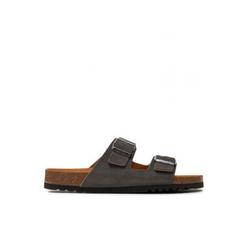 Papuci barbati  304142963 - Piele intoarsa - Gri