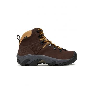 Bocanci trekking barbati  304757518 - Piele naturala - Maro