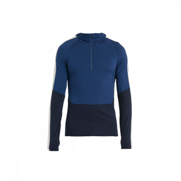 Bluza Barbati M Merino 200 Sonebula Ls Half Zip Hood Mid Nvy Royal Nvy Snow Cb