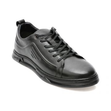 Pantofi OTTER negri, 17410, din piele naturala