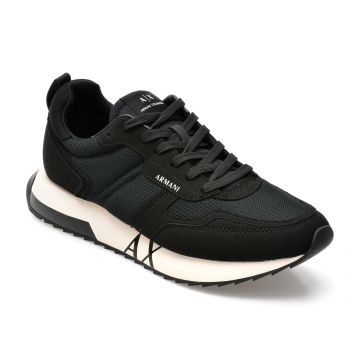 Pantofi sport ARMANI EXCHANGE negri, XUX151, din material textil si piele ecologica