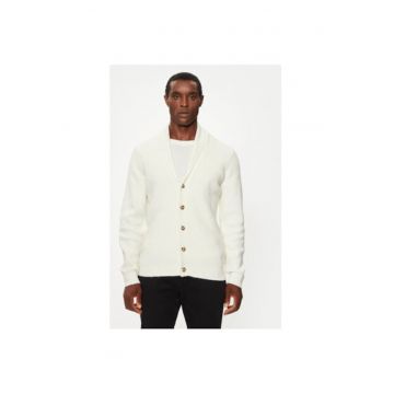 Cardigan barbati -  304165368 - Viscoza/Bumbac - Alb