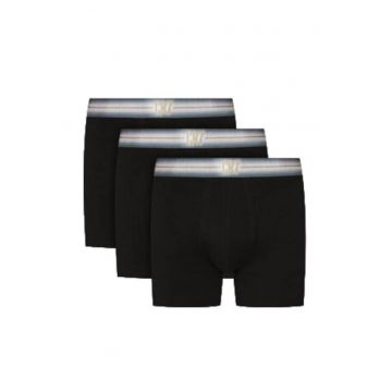 Set 3 perechi boxeri barbati 300 8100 49 -  Bumbac/Elastan - Negru -