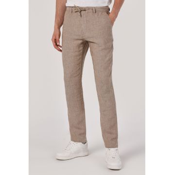 Pantaloni de in cu talie medie si snur